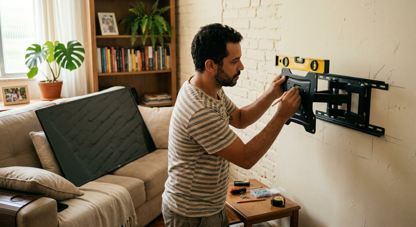 Como instalar suporte de TV na parede sem a tela ir ao chão