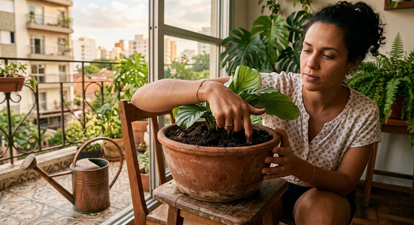 Como regar planta de vaso sem matar: o dedo na terra, não o calendário