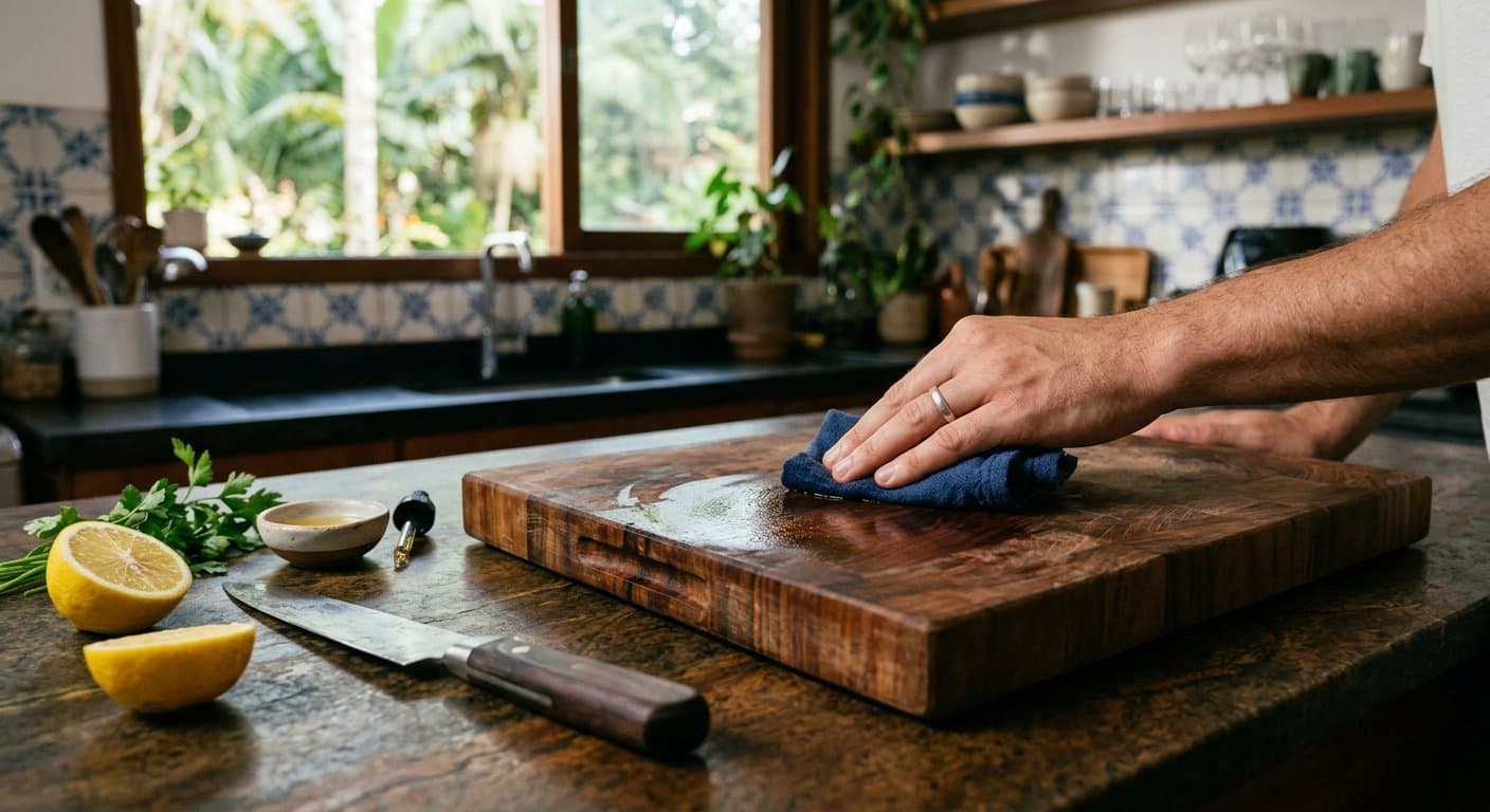 Como cuidar da tábua de corte: madeira, plástico, óleo e o que a máquina destrói